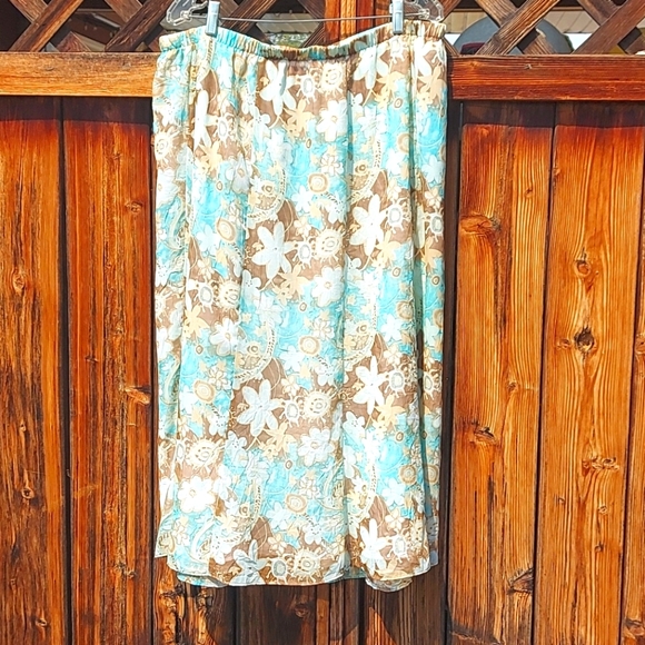 TanJay Teal floral midi skirt - Picture 1 of 8